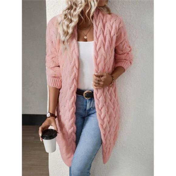 Fluffy Knit Duster Cardigan- Pink - Picture 1 of 6